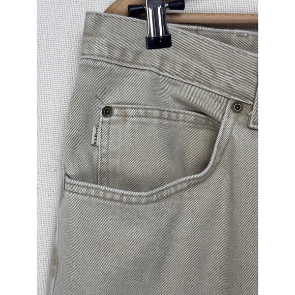 Vtg L.L. Bean Men’s 34x32 Double L Natural Fit Jeans Union Made USA Beige Work - Picture 3 of 13